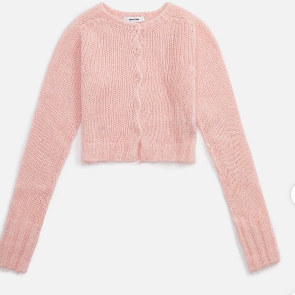 DANIELLE GUIZO PINK WOOL CARDIGAN